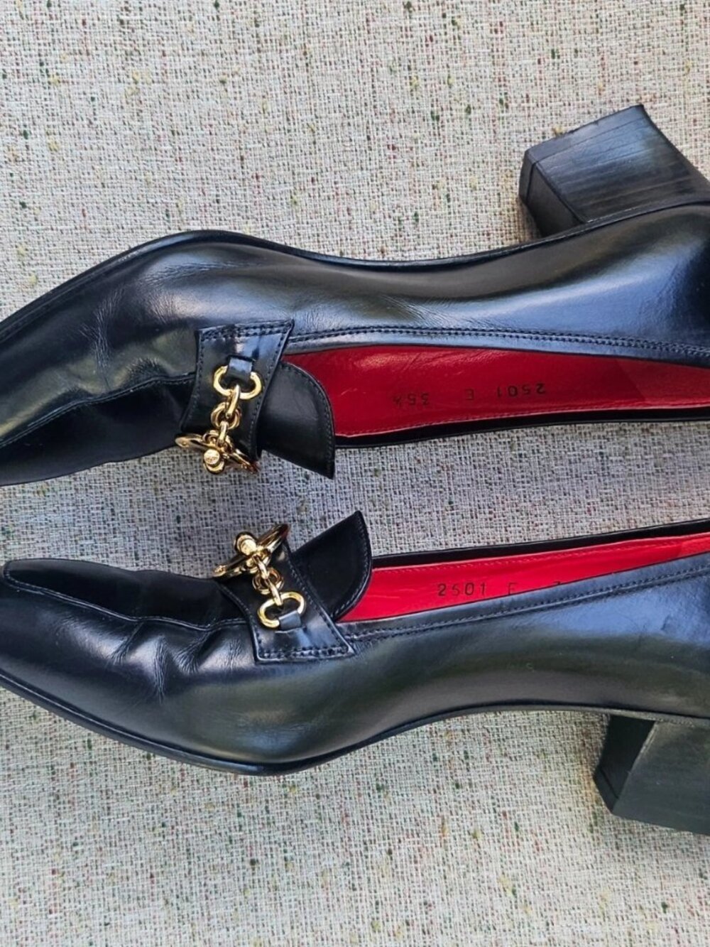 Vintage Celine Ladies Heel Shoes Black Leather Sandal Size 35.5 5US Made Italy - Picture 10 of 14